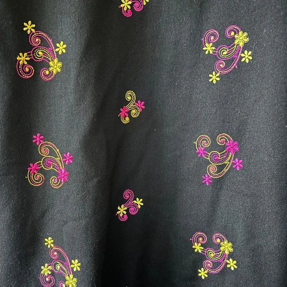 Vintage Black Japanese Haori Pink And Yellow Floral Embroidered Boho Duster - Picture 11 of 12